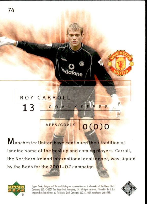 2001-02 Upper Deck Manchester United Premier Power Roy Carroll #74
