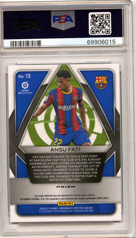 2020-21 Panini Chronicles Ansu Fati Spectra #13 PSA 9 