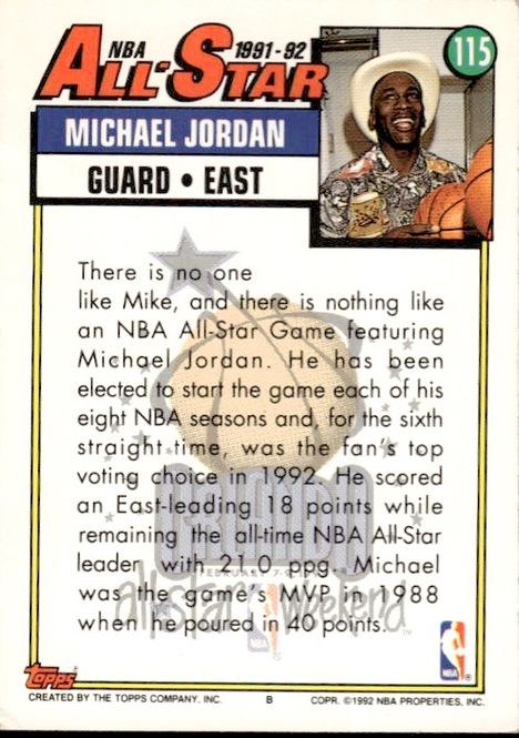 Main Image 1992-93 Topps #115 Michael Jordan (All-Star) ...