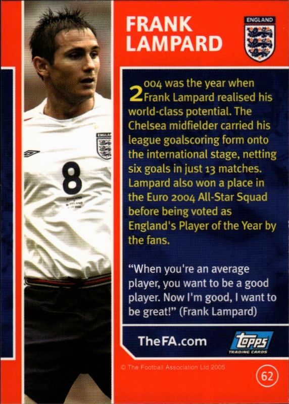 2005 Topps England Frank Lampard #62 PLAYER OF THE YEAR