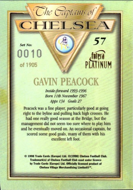 Main Image 1998 Futera Platinum The Captains of Chelsea ...