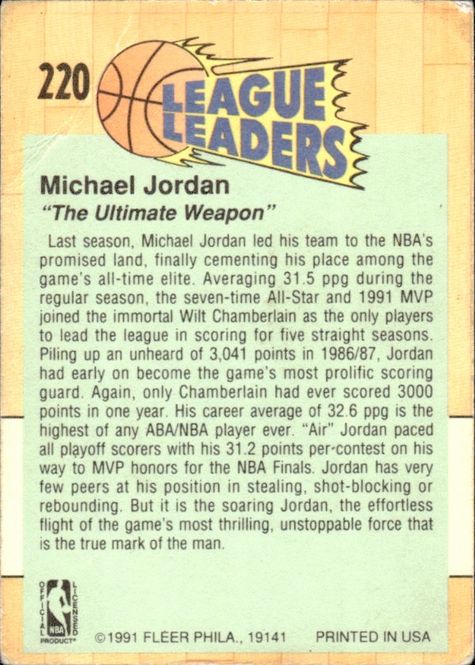 Hovedbilde Michael Jordan League Leaders 1991-92 Fleer ...