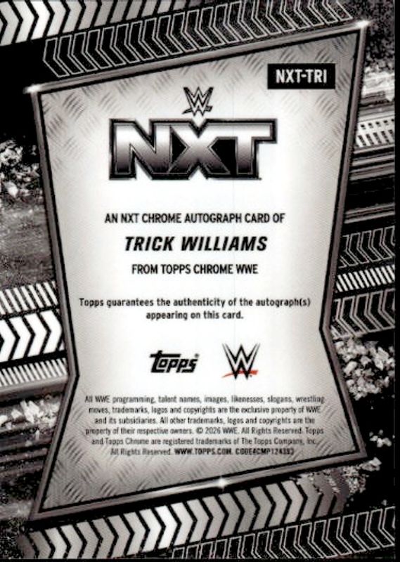 2026 Topps Chrome WWE Trick Williams NXT ON CARD  Autograph #NXT-TRI