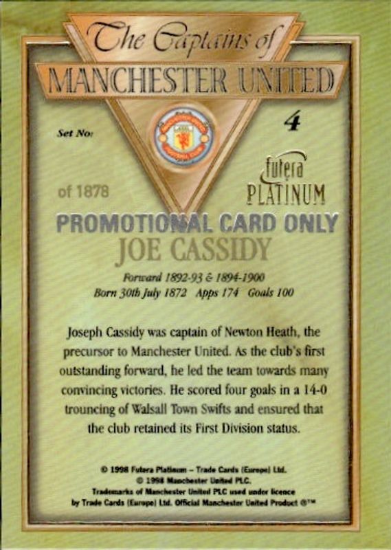 futera captains of manchester united promo #4 joe cassidy
