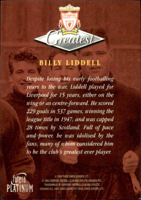 Main Image 1999 Futera Platinum Liverpool Greatest Billy ...