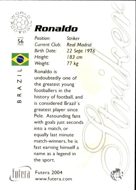 Hovedbilde RONALDO 2004 BRAZIL REAL MADRID FUTERA.-
