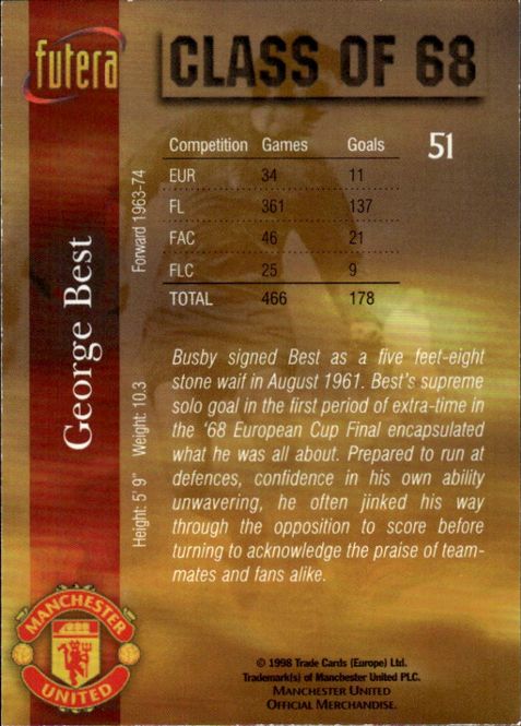 Hovedbilde 1998 Futera Manchester United Class of 68 George ...