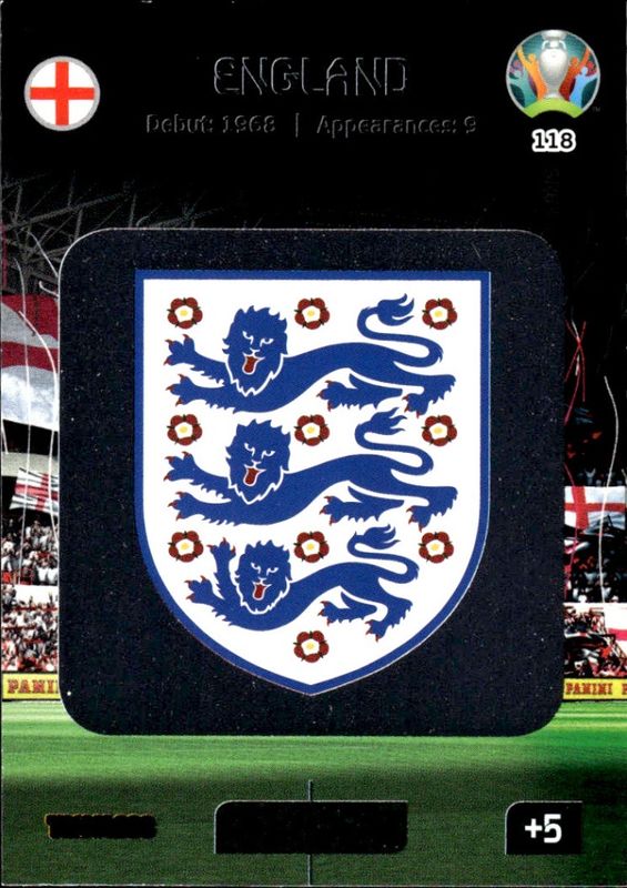 Panini Euro 2020 No 118 England Team Logo