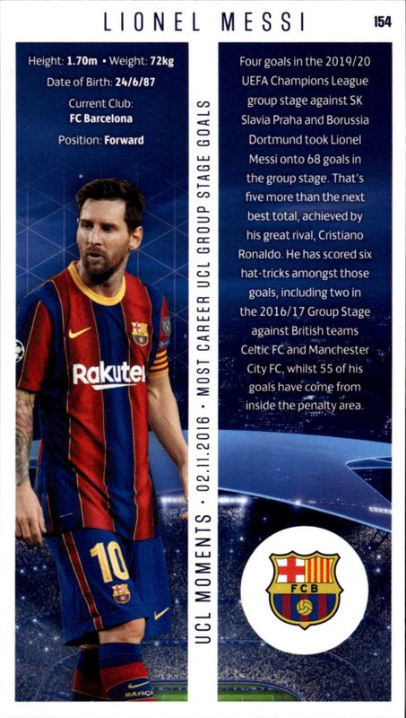 2020 Best of the Supersize UEFA Champions League UCL Moments Lionel Messi #154