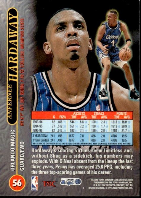 Main Image 1996-97 Topps Stadium Anfernee Hardaway Members ...
