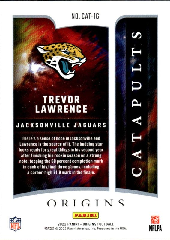 2022 Panini Origins Catapults Trevor Lawrence Jaguars #CAT-16