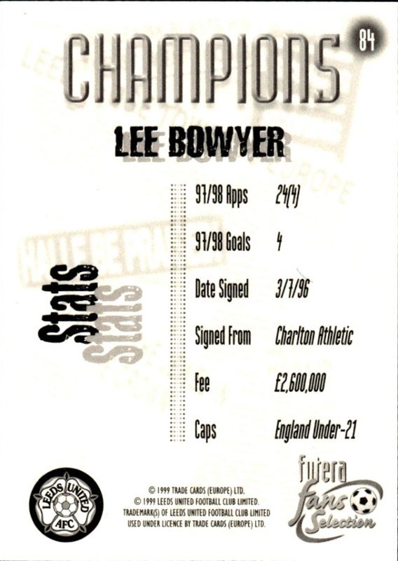 LEEDS CUTTING EDGE 1999 LEE BOWYER PLAYERS EDITION CHROME FOIL